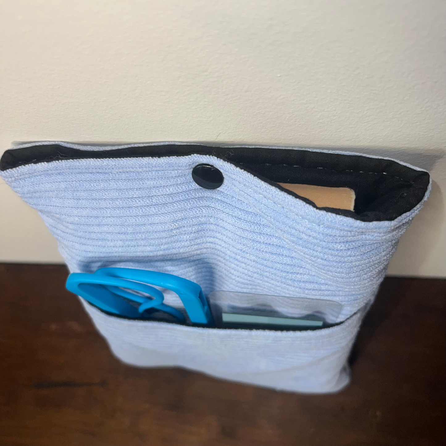 Pochette livre BROCHÉ personnalisée - velours côtelé bleu ciel