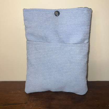 Pochette livre BROCHÉ personnalisée - velours côtelé bleu ciel