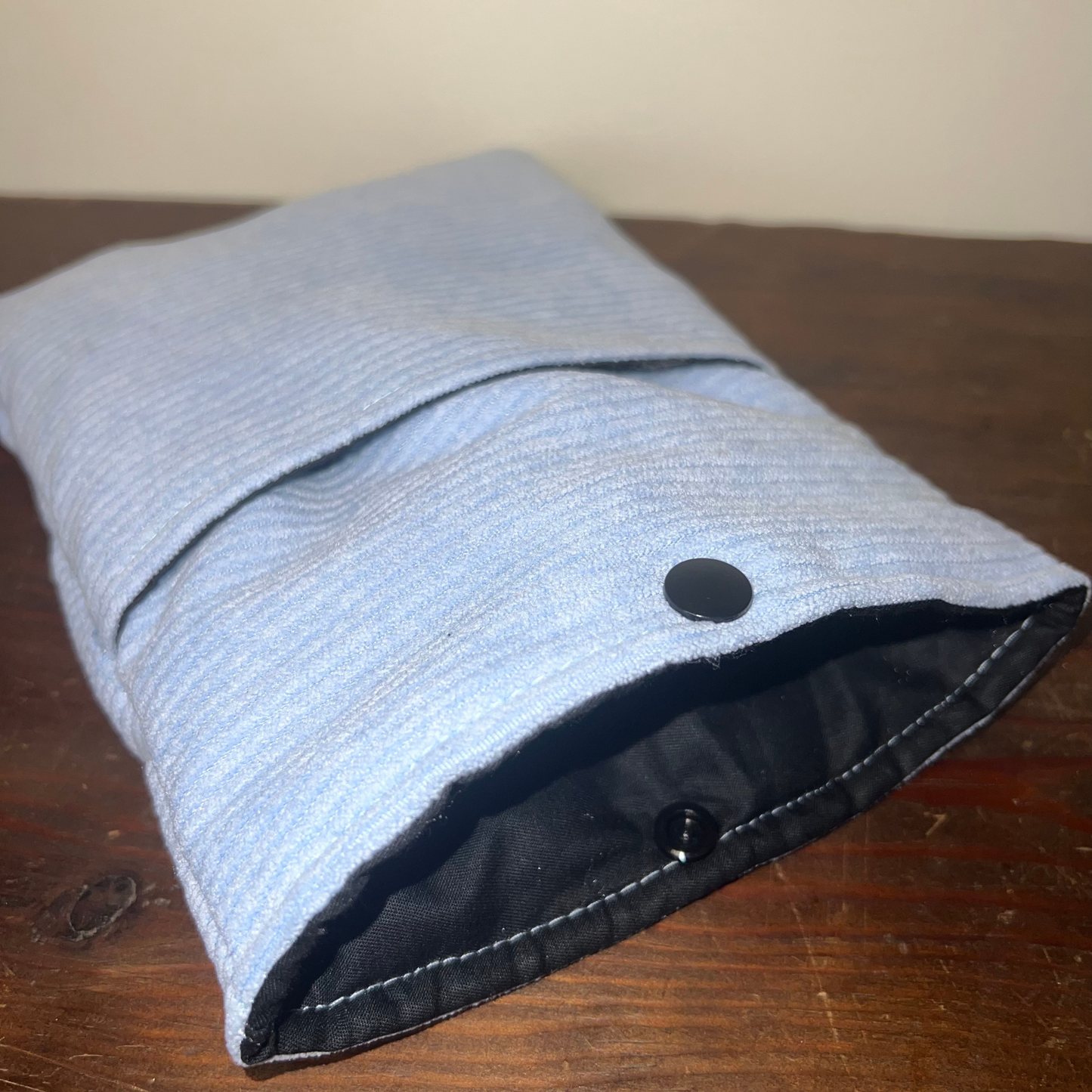 Pochette livre BROCHÉ personnalisée - velours côtelé bleu ciel