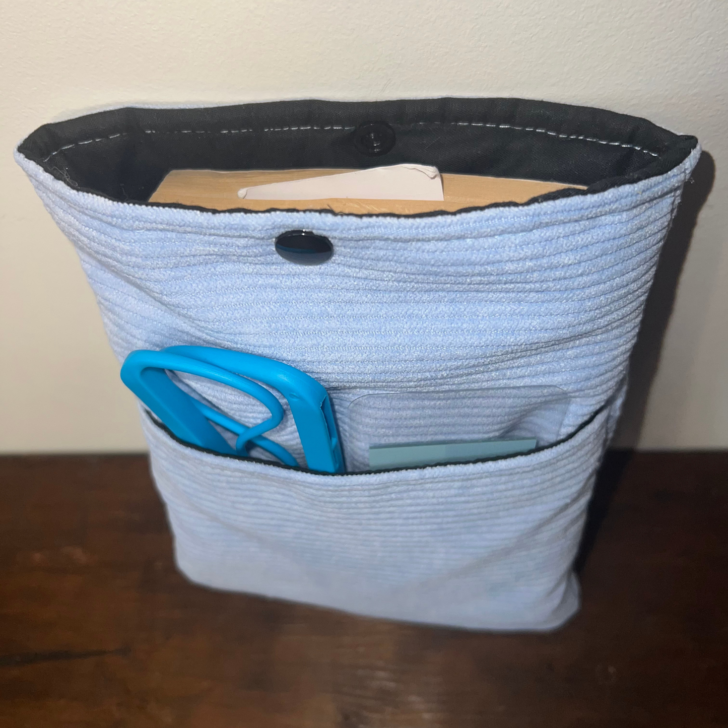 Pochette livre BROCHÉ personnalisée - velours côtelé bleu ciel