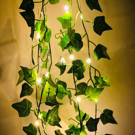 Guirlande lumineuse de feuille artificielle - décoration fausse plante avec LED