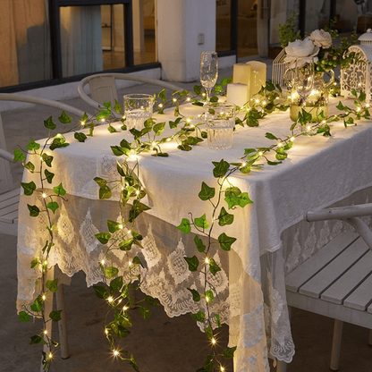 Guirlande lumineuse de feuille artificielle - décoration fausse plante avec LED