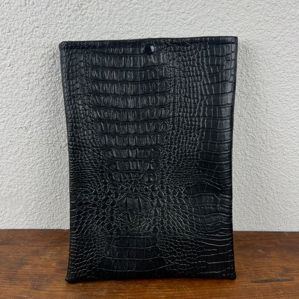 Pochette livre - Simili Cuir Noir Serpent