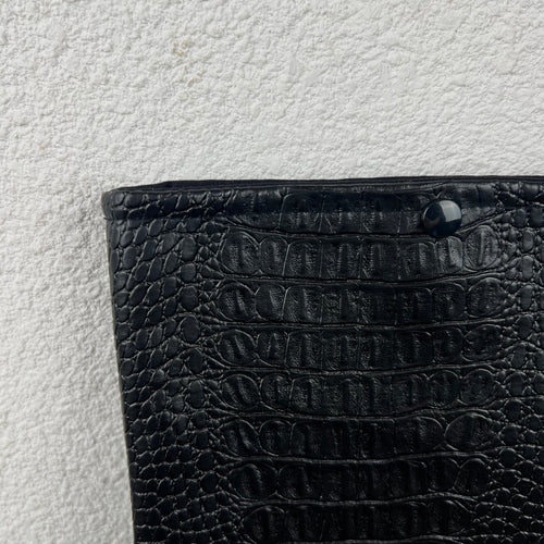 Pochette livre - Simili Cuir Noir Serpent