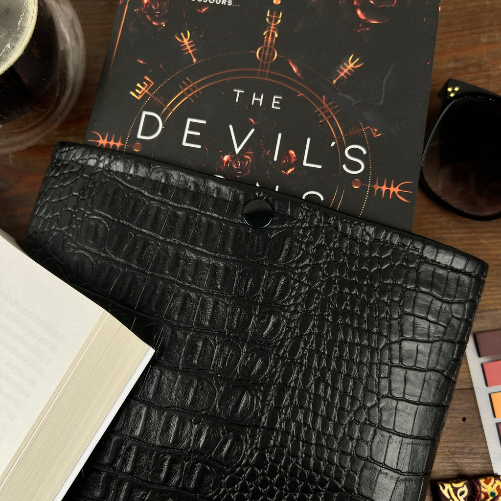 Pochette livre - Simili Cuir Noir Serpent