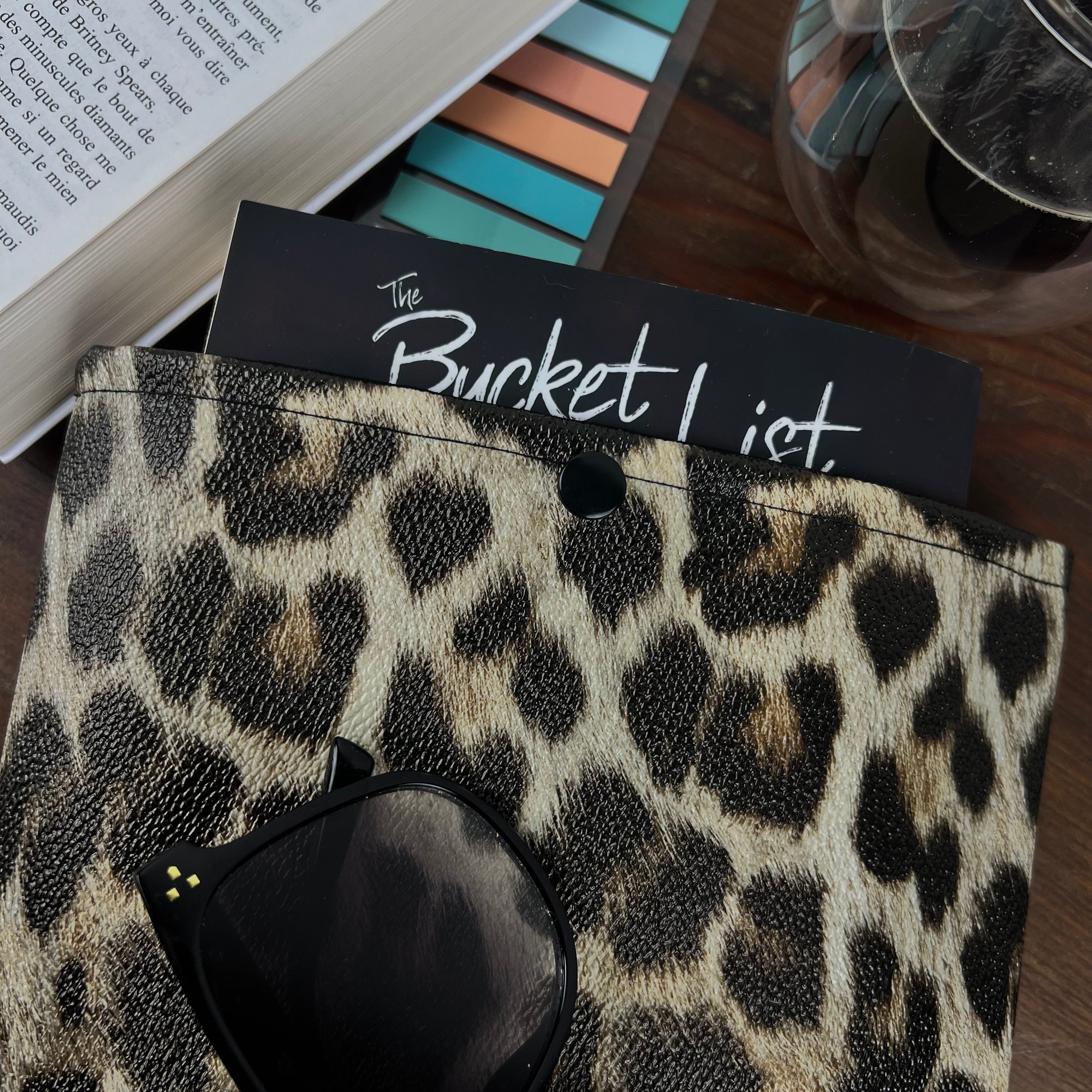 Pochette livre - Simili Cuir Léopard