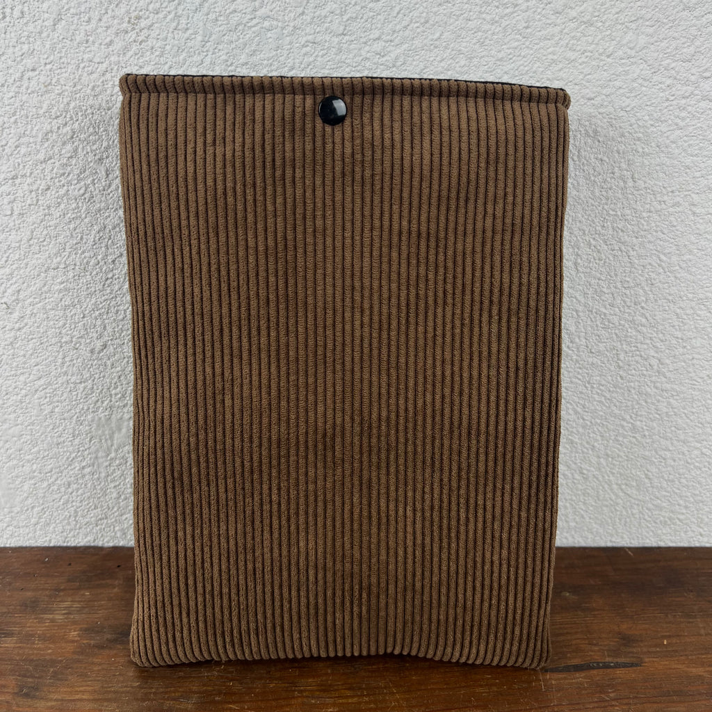 Pochette livre - Velours Côtelé Marron