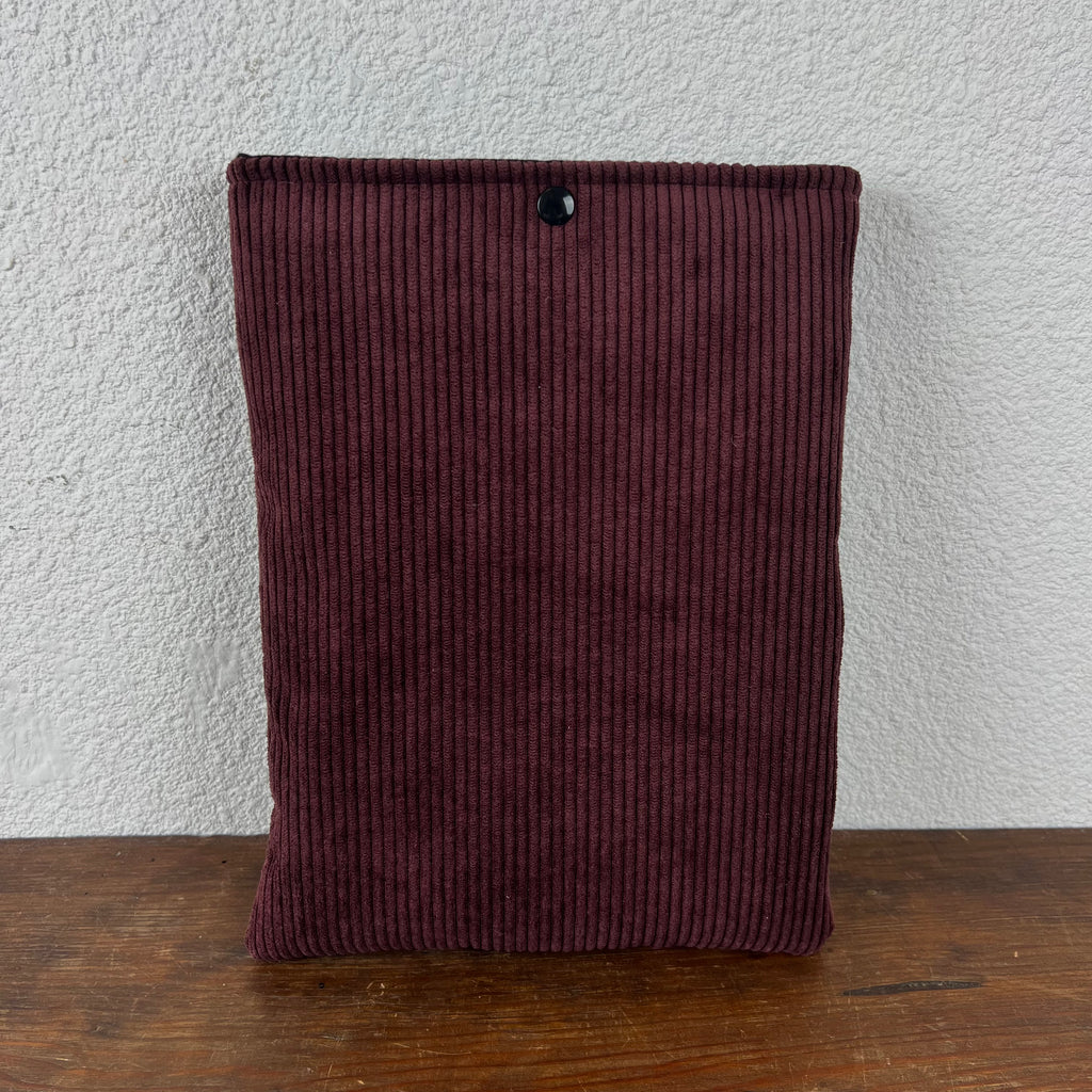 Pochette livre - Velours Côtelé Prune