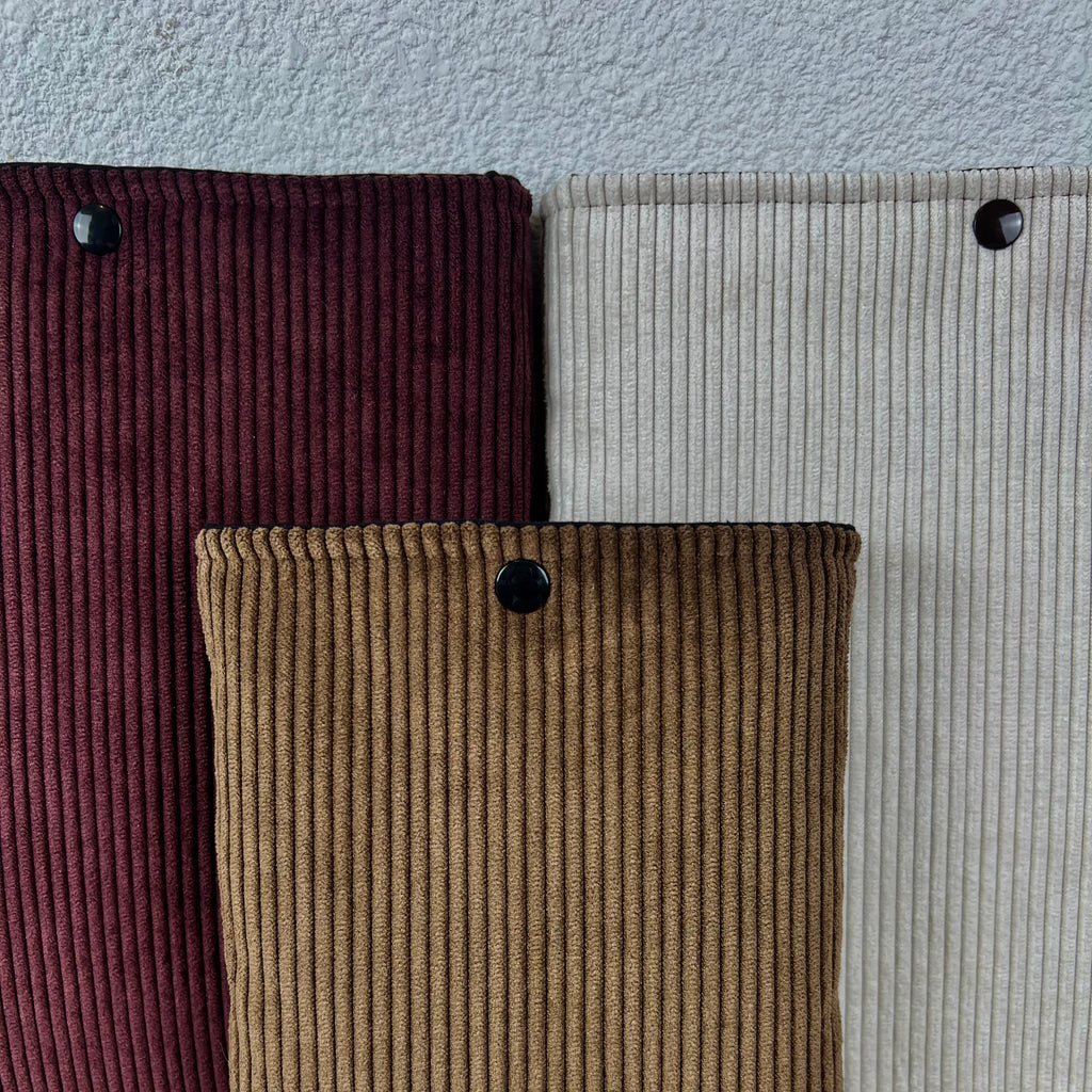 Pochette livre - Velours Côtelé Marron