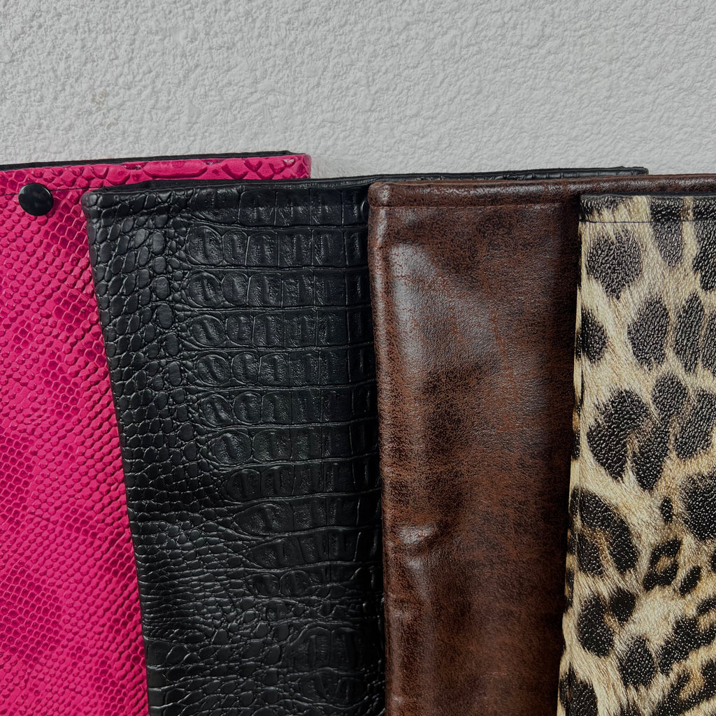 Pochette livre - Simili Cuir Noir Serpent