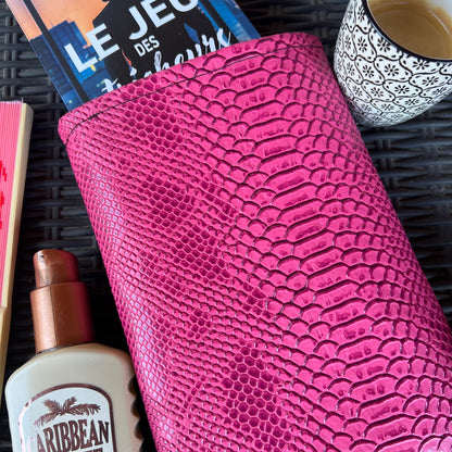 Pochette livre BROCHÉ personnalisée - simili cuir dragon rose