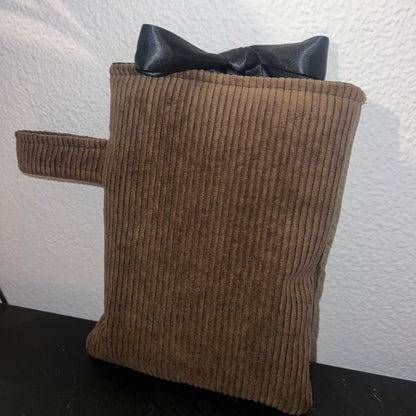 Pochette livre personnalisée - Velours Côtelé Marron