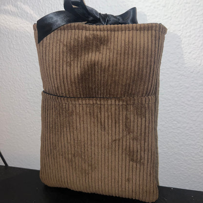 Pochette livre personnalisée - Velours Côtelé Marron