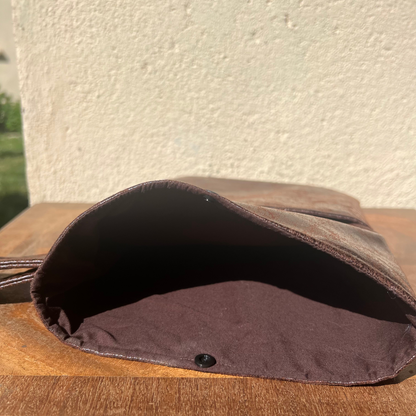 Pochette livre BROCHÉ personnalisée - simili cuir vieux marron
